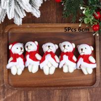 5Pcs Mini Plush Christmas Joint Bear Ornament Cute Santa Bear Doll Diy Crafts Accessory For Xmas Tree Home Holiday Pendant Decor 5Pcs 6CM