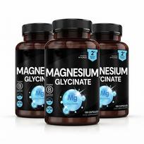 Pure Magnesium Glycinate 120 Capsules | Gentle on Stomach High-Bioavailability Formula | Non-GMO & Vegan Friendly Supplement 3 PACK