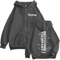 Tate McRae So Close To What Spausdintas su užtrauktuku gobtuvas Aukštos kokybės madingas su užtrauktuku bliuzonas Vyriškas moteriškas oversized vilnos megztinis XL black