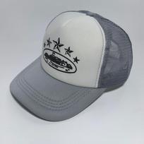 American Trendy Trucker Cap with Summer Print Sun-Protective Baseball Cap, Street Fashion Trendy Mesh Cap Baseball Cap with brim gray