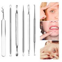 Stainless 6pcs Facial Pimple Acne Remover Extractor Tool Comedone sidabras