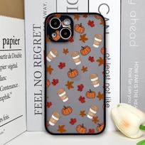 Animacinis rudens klevo lapo moliūgo kavos telefono dėklas, skirtas Samsung Galaxy S25 Ultra S24 Fe S23 S22 Plus S21FE, smūgiams atsparus minkštas dėklas Galaxy S21