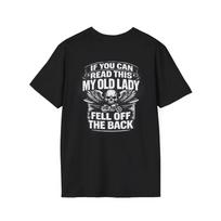 If You Can Read This My Old Lady Fell Off The Back Of The Bike T shirt 2XL gray