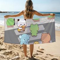 Cute Bubu and Dudu Cartoon Towel Beach Towel Oversized Quick Dry Towel Absorbent Soft Swim BeachTowels for Men Women W30*H60(CM) gray