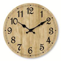 Modern silent quartz wooden wall clock - imitation wood color wood texture design simple wall clock, suitable for living room, b 14 inch beige