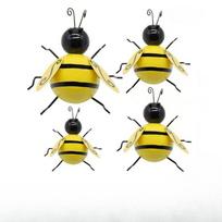 4pcs American Wrought Iron Metal Bee Decoration, Pastoral Bee Wall Decoration, Wall Hanging Wall Decoration yellow