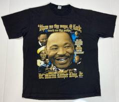 VINTAGE Martin Luther King Let Freedom Ring Graphic T-shirt Men XXL Black Rap S beige