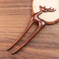 Wood Wooden Hair Stick Cat Butterfly Flower Rabbit Deer Handmade Craft Hanfu Hairpin Vintage Style U Shaped Hair Forks elnias