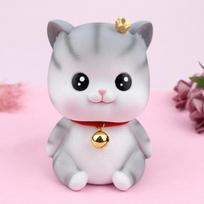 Grey Cat Piggy Bank Vinyl Cat Money Boxes Creative Statue Money Box  Home Office A