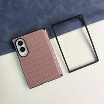 Samsung Z Fold8 Leather Phone Case with Protective Film Cover Fold with Magnetic Axis - Hollow Front Frame black