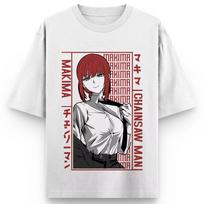 Chainsaw Man Makima Graphic Print Cotton T Shirts for Men Women 2025 Summer Anime Streetwear Short Sleeve Y2K Retro Harajuku Unisex Graphic Tee XXXL white