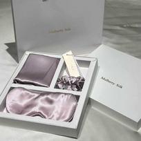 Silk Mulberry Pillowcase Gift Set: Includes Hyaluronic Acid Pillowcase, Eye Mask, and Hair Tie for a Luxurious Birthday Gift gray