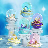JAKI Tokidoki Zodiac Building Blocks Blind Box Constellation Unicorn Desktop Ornament Assembly Toy Birthday Gift For Women blue