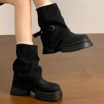 Women's Brown Thick-Soled Martin Boots, 2026 Spring/Autumn, Height-Increasing British Style Maillard Short Boots 40 beige