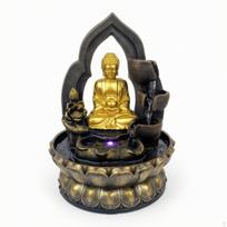 Water Feature with Buddha Figure Black and Tabletop Textured for Meditation black