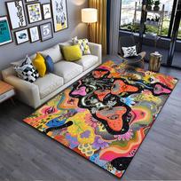 Psichodelinio grybo meno kilimo dizainas Neslystantis kilimas, tinkamas svetainės ir miegamojo sofoms. 120x160cm( 47x62in ) white