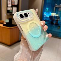 For IPhone DUO Magnetic Wireless Charger Case for IPhone Fold Iridescent Shell Texture Shockproof Anti Scratch Full Coverage Camera Protective Cover iPhone Ultra blue