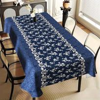 1pc Retro Blue And White Lace Tablecloth, Durable Polyester Tablecloth, Exquisite Floral Pattern And Traditional Design, Creating a Warm Dining Atmosp 60*90inch(152cm*228cm）