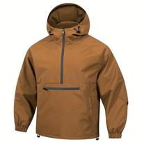 Spring Autumn Men's Anorak Jackets Fashion Man Half zip Streetwear Hip Hop Hooded Coats Men Windbreaker Waterproof Zipper Jacket XXXL brown