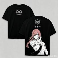 2026 Summer Chainsaw Man Oversized Makima Print With Control Devil Logo Unisex Casual Streetwear Women And Men T-shirt XXXL