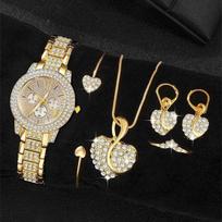 Xiaomi 6PCS/Set Luxury Rhinestone Women Watches Fashion Roma Dial Quartz Wristwatch Jewelry Set
