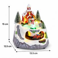 Light Up Rotating Christmas Village Music Box, Musical Snowy Village Tabletop Decoration beige