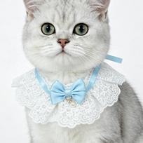 Cat and Dog Lace Bow Bib with Bell - Cute Pet Scarf Decoration Extra Small
