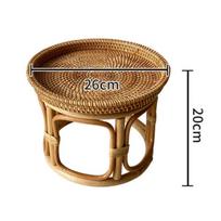 Rattan Side Table Handwoven Vintage Style Home Furniture for Tea