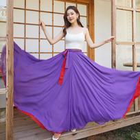 Šokių sijonai Šifoniniai ilgi sijonai moterims Elegantiški laisvalaikio sijonai aukštu juosmeniu Boho Beach Maxi sijonai, dėvimi iš abiejų pusių 80cm purple