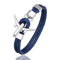 Žavesio vyriška lėktuvo inkaro apyrankė moterims dangaus išgyvenimo lėktuvo grandinėlė draugystės apyrankės femme porų papuošalai homme dovana nauja 21cm blue
