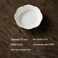 Off-White Flower-Shaped Side Dish Plate - 4.2-Inch White Porcelain for Dipping, Snacks, or Condiments Grade B - Single black