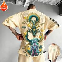Dragon Ball  Print of Goku From The Anime for Men As A Super Saiyan From Harajuku Style Retro Summer Loosefitting for 3XL beige