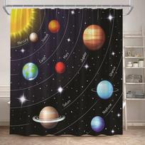 Vaikams Kosminės Juokingos Dušo Užuolaidos Astronautų Citatos Animacinis Pasaulis Planetos Vaikų Mielas Raketos Menas Spausdintas Namų Vonios Dekoras W60H190(CM)-1 Pcs gray