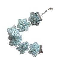 Delicate Lace Flower Necklace with Imitation Pearls Adjustable Length Neck Strap Accessory for Weddings and Parties gray