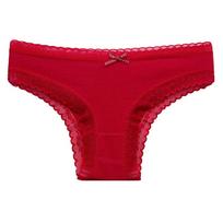 Moonflame Breathable Lace Trim Women's Briefs - Comfortable Foreign Trade Underwear M red