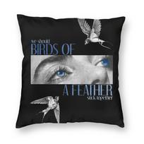 Aesthetic Bootleg Billies Eilish Hip Hop Pillowcase Printed Cushion Cover Decorations Pillow Case Cover Living Room 45X45Cm Peach skin 18*18(CM)-1Pcs gray