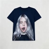 Retro Billie Eilish Spider Portrait T Shirt Dark Aesthetic Concert Fans Casual Oversized Short Sleeve Tee M blue