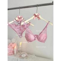 Pink Halter Neck Lace Bra Set Sweetheart Sexy Underwire Push Up Full Coverage Women Bralette S white