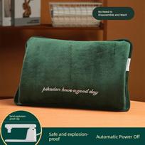 Hot Water Bottle Rechargeable Electric Heating Pad Explosion-Proof Hot Water Bag Plush Heating Pad for Warming Bed Double Pocket - Pink Lettering★National Standard white