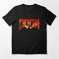 DOOM Men's Retro 1993 Logo Graphic T-and kids tshirt- Short Sleeve Tee with Bold Comfortable Printed Unisex Men's and Women's T-and kids tshirt 140 brown