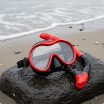 WaterResistant Top Snorkel Set AntiLeak Facepiece and Tube Clear View Water Sports Gear for Black Red Mask and Snorkel