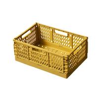 Cabinet Storage Bin Plastic Crate with Side Handles, Folding Box for Shelf, Desk, Dorm Room and Home Daily Use M