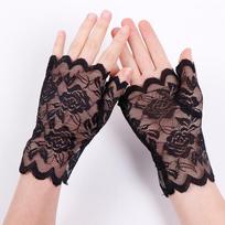 Half-finger Lace Sunscreen Gloves for Summer, Open-finger Driving, Outdoor Sports, Women's Adult Half-cut Thin Gloves 1 Pair juoda