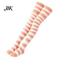 Fluffy Sleeping Socks 1 Pair Women Thigh High for Winter, Thickened Coral Fleece Leg Cold Weather Thermal Warmer Long Stockings, Warm Over Knee One Size J beige