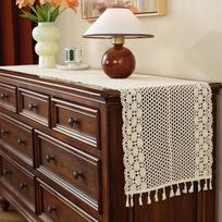 American Style Crochet Lace Table Runner Dining TV Cabinet Shoe Coffee Elegant Hollow Cotton 160cm