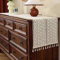 American Style Crochet Lace Table Runner Dining TV Cabinet Shoe Coffee Elegant Hollow Cotton 160cm