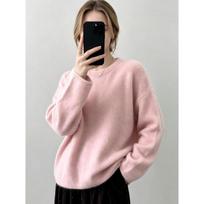 Women S Loose Lazy Style Crew Neck Pullover Knit Sweater XL gray