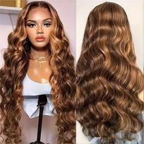Lace Front Wig Long Wavy Synthetic Hairpiece Light Golden Color Natural Look Women 18in
