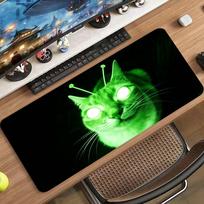 Extended Gaming Mouse Pad Alien Green Cat Pattern Stitched Edge Non Slip Rubber Desk Mat Smooth Surface For Gamers Office 800x300x3mm