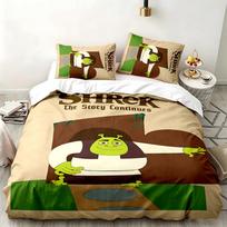 Shrek 3pc set Perfect for bedroom use Comfortable bedding set includes a duvet cover and two pillowcases Ideal birthday or Christmas gift 135cmx200cm brown